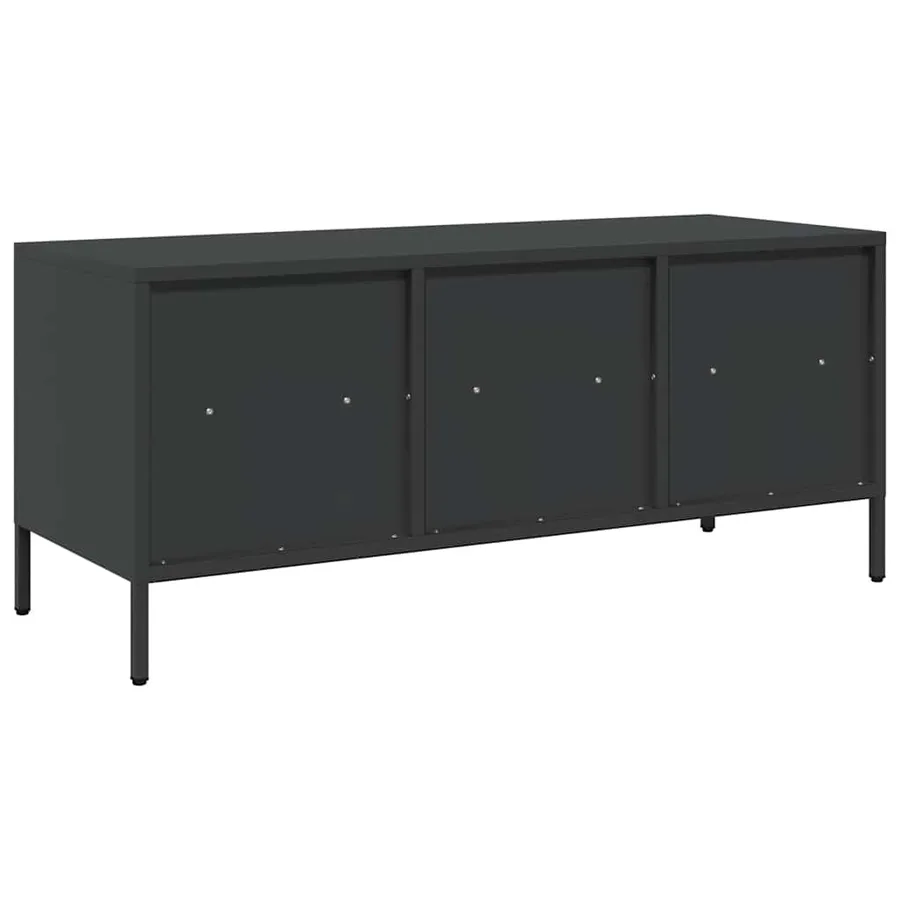 Meuble TV noir 101,5x39x43,5 cm acier laminé à froid - 7