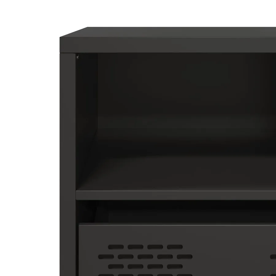 Meuble TV noir 101,5x39x43,5 cm acier laminé à froid - 9
