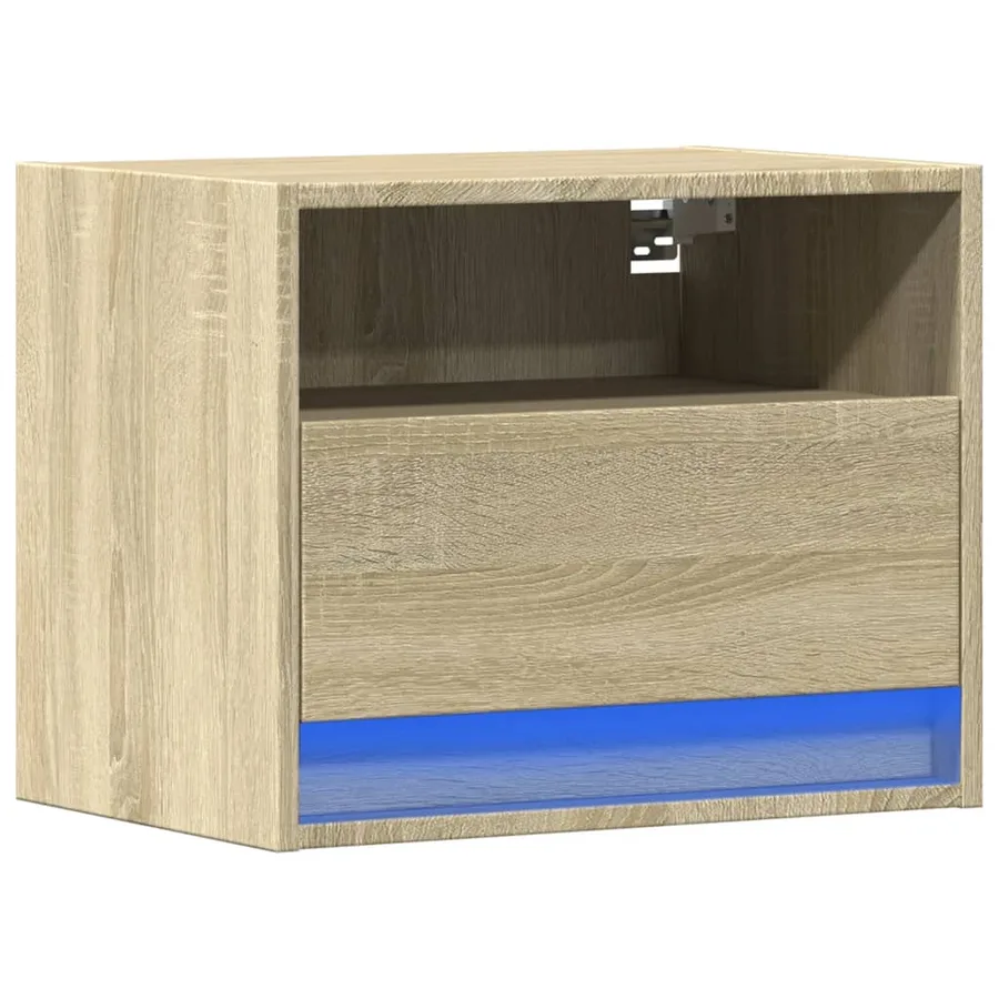 Table de chevet murale avec lumières LED chêne sonoma - 3