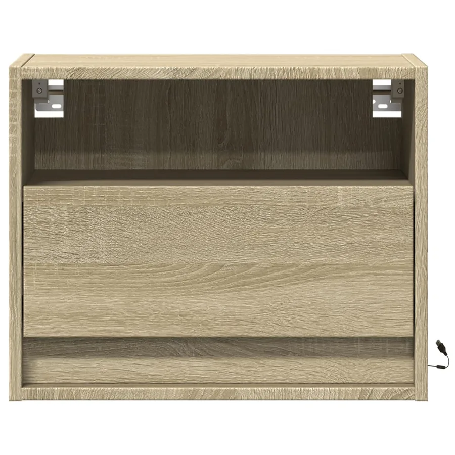 Table de chevet murale avec lumières LED chêne sonoma - 6