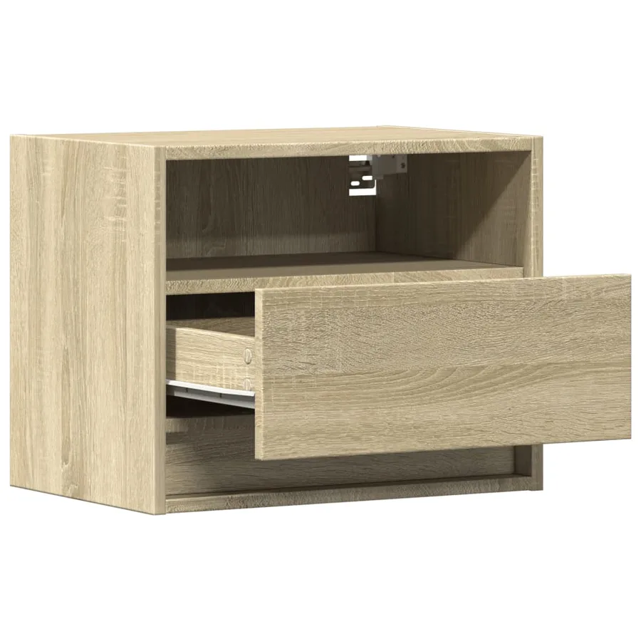 Table de chevet murale avec lumières LED chêne sonoma - 7