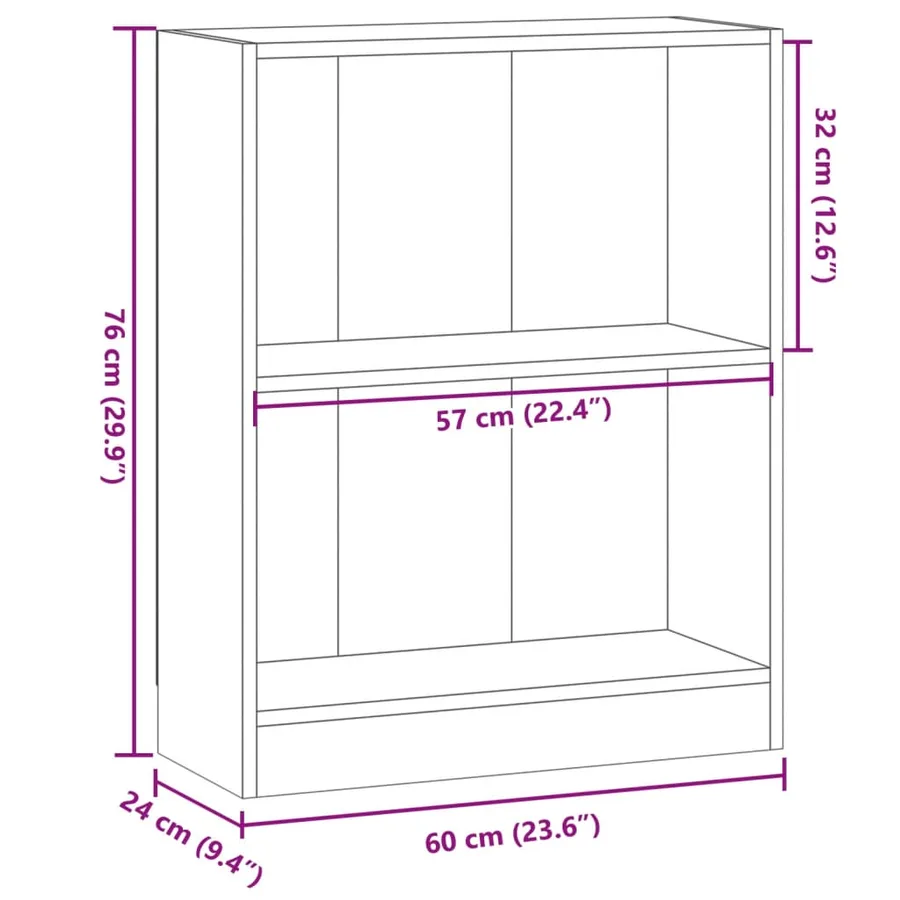 Bibliothèque chêne artisanal 60x24x76 cm bois d'ingénierie - 9