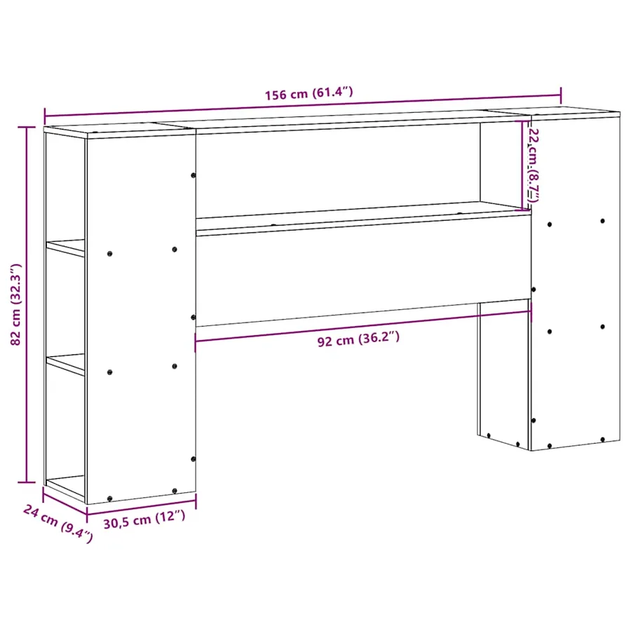 Tête de lit avec rangement cire marron 150cm bois massif de pin - 10