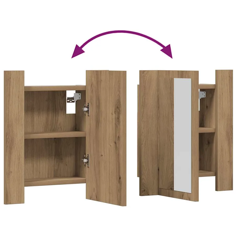Armoire de salle de bain miroir LED chêne artisanal 40x12x45 cm - 11