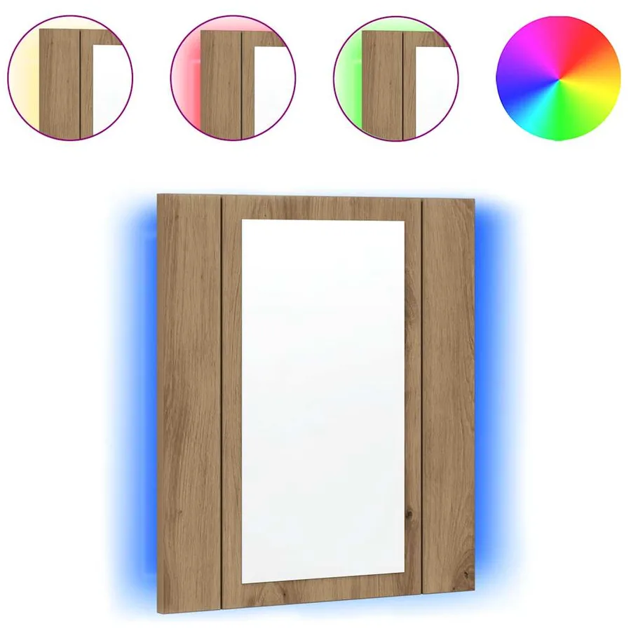 Armoire de salle de bain miroir LED chêne artisanal 40x12x45 cm - 2
