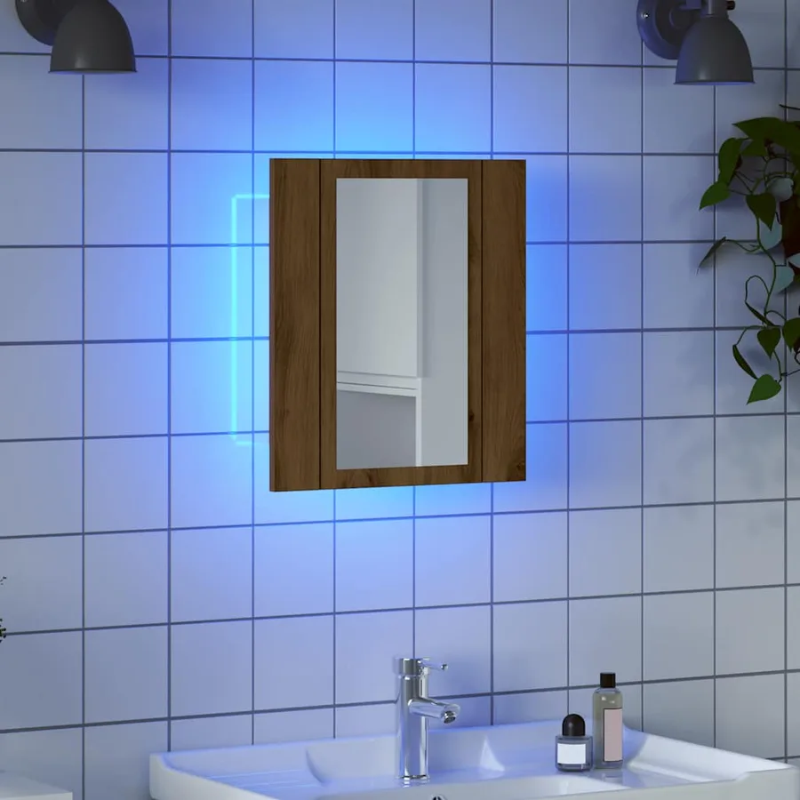 Armoire de salle de bain miroir LED chêne artisanal 40x12x45 cm - 4