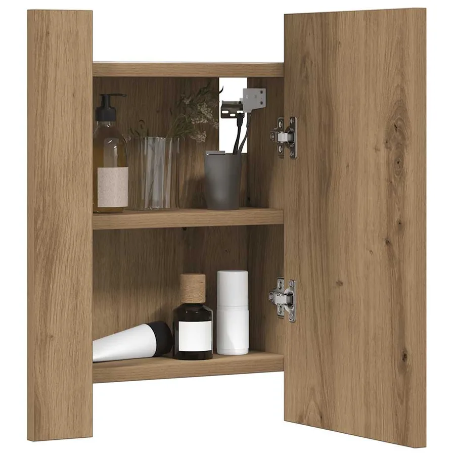Armoire de salle de bain miroir LED chêne artisanal 40x12x45 cm - 5