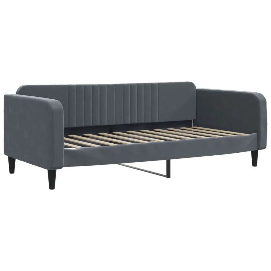 Lit de jour avec matelas gris foncé 90x200 cm velours - 3
