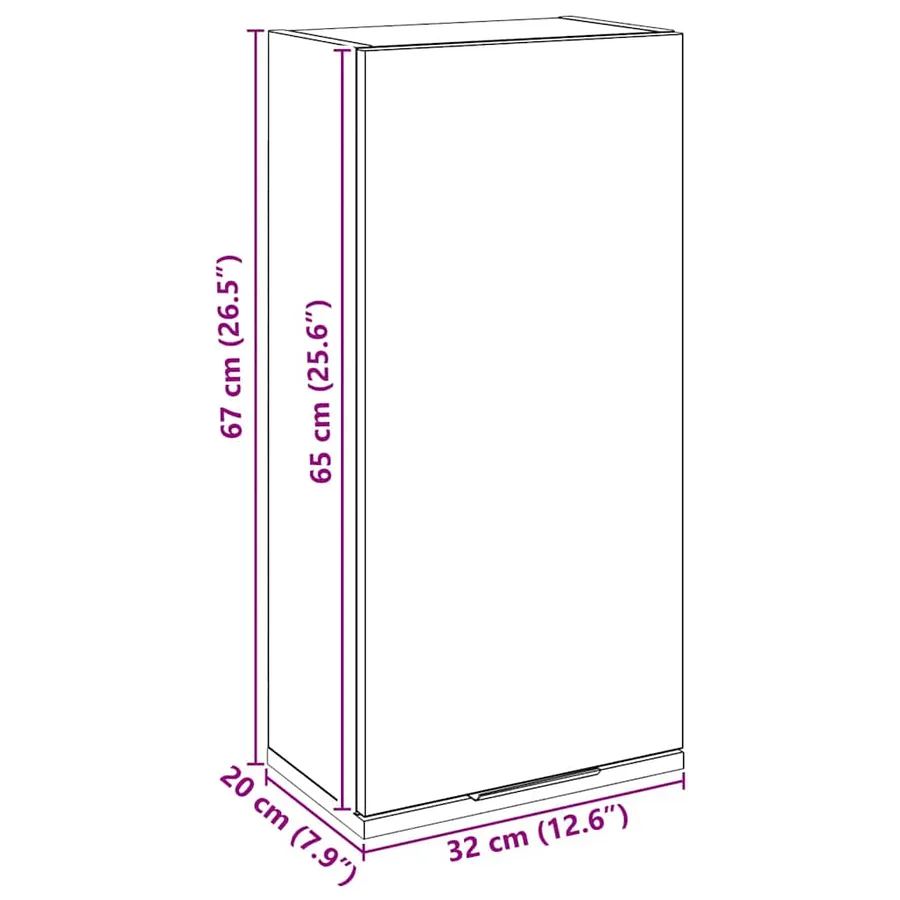 Armoire de salle de bain murale chêne artisanal 32x20x67 cm - 11