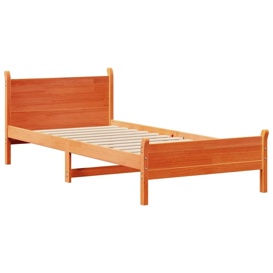 Cadre de lit sans matelas cire marron 75x190 cm bois pin massif - 5