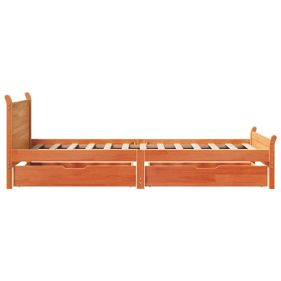 Cadre de lit sans matelas cire marron 75x190 cm bois pin massif - 7