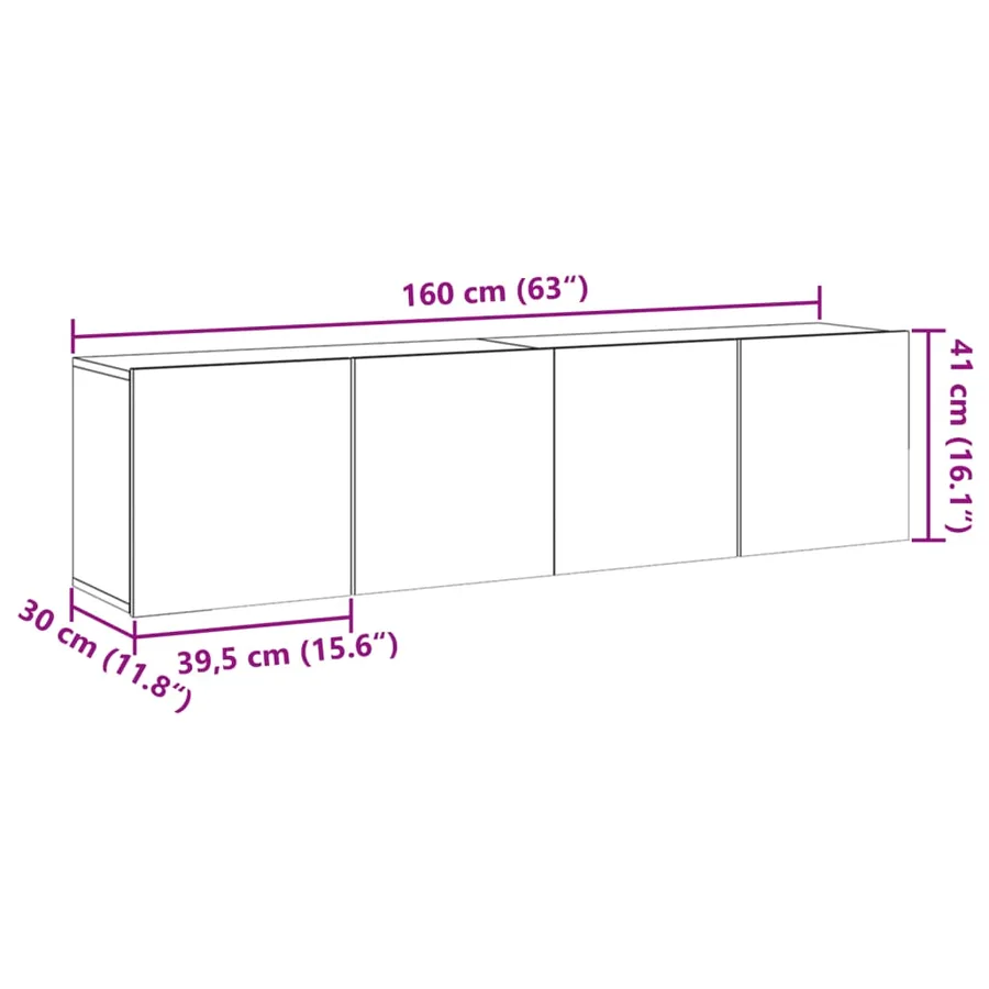 Meubles TV muraux 2 pcs vieux bois 80x30x41 cm - 11