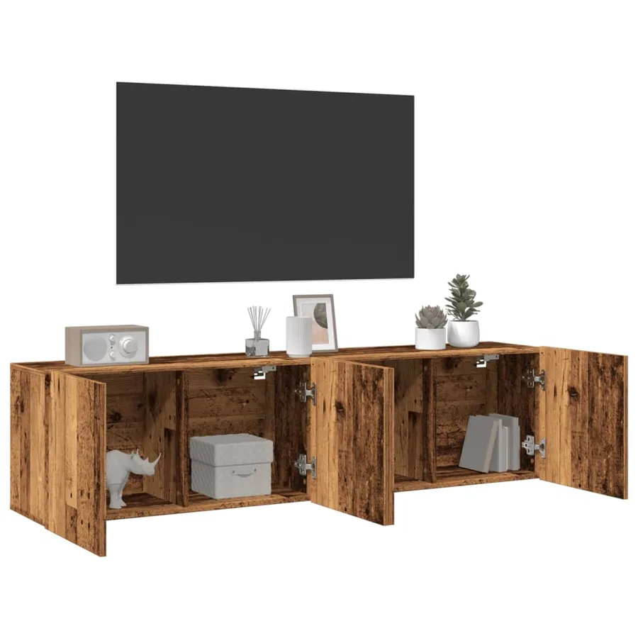 Meubles TV muraux 2 pcs vieux bois 80x30x41 cm - 3