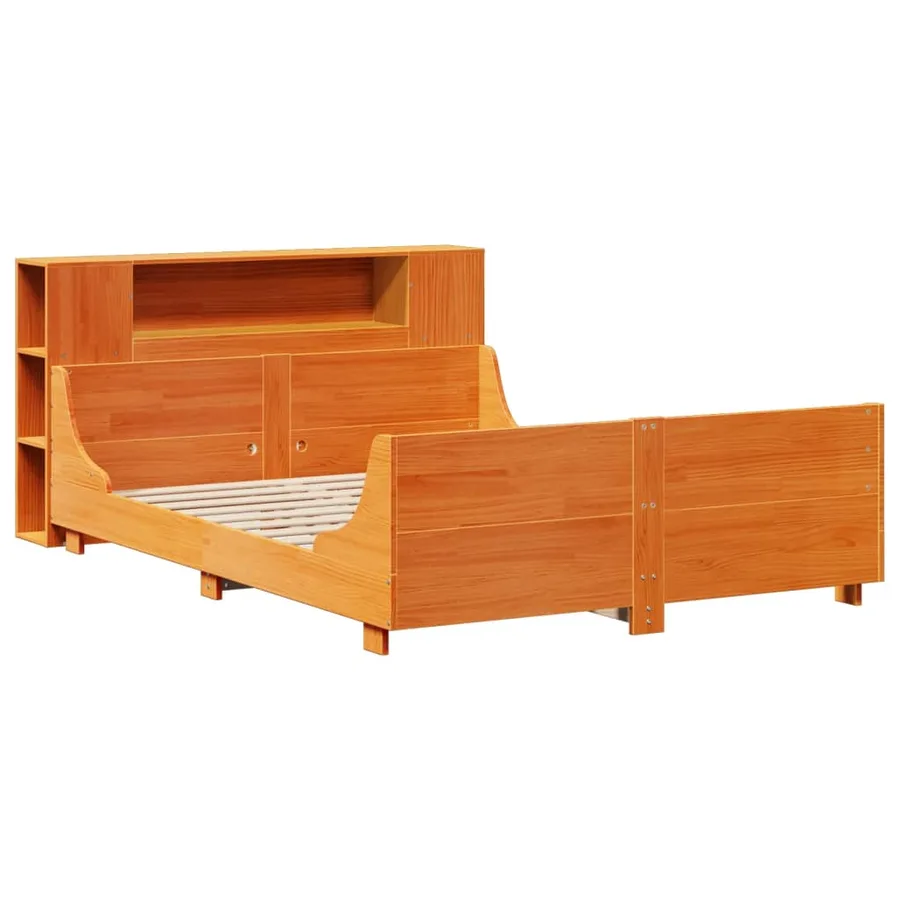Cadre de lit sans matelas cire marron 140x190cm bois pin massif - 3