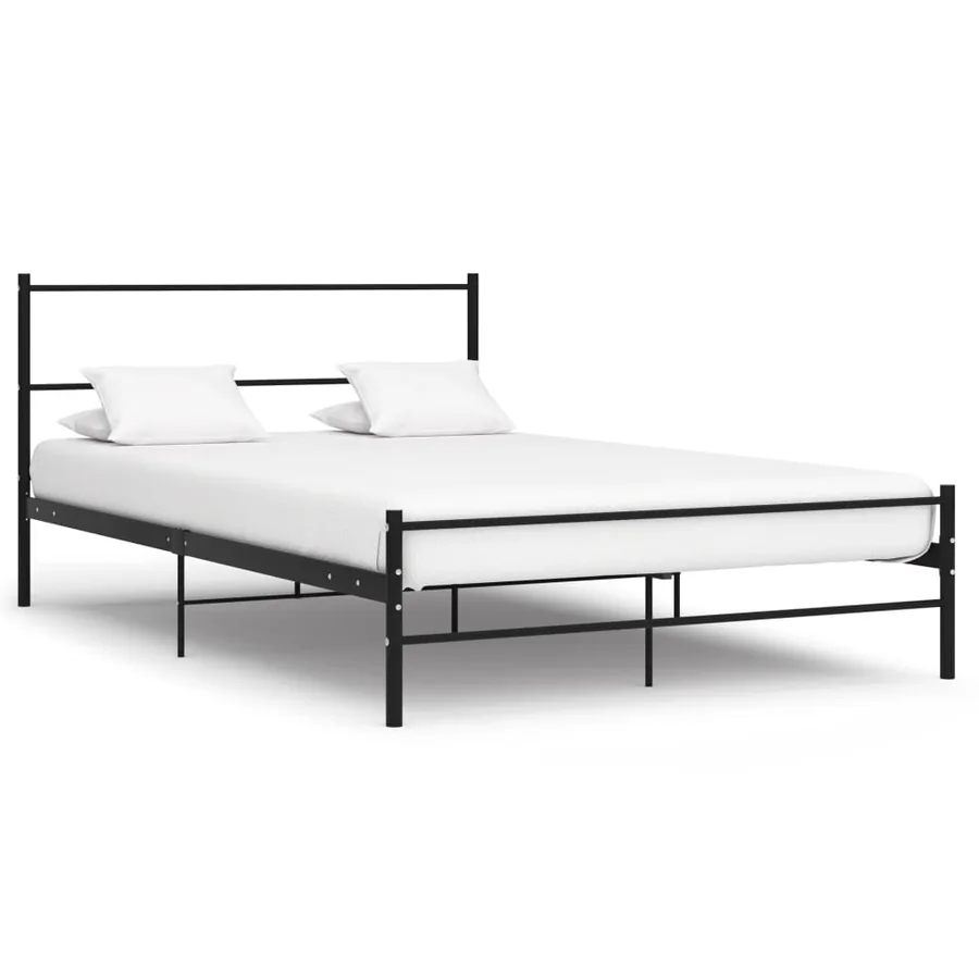 Cadre de lit sans matelas noir métal 120x200 cm