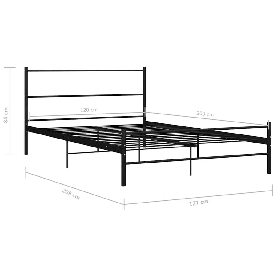 Cadre de lit sans matelas noir métal 120x200 cm - 7