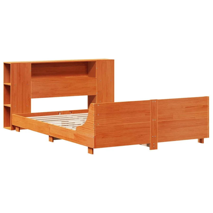 Cadre de lit sans matelas cire marron 140x190cm bois pin massif - 3