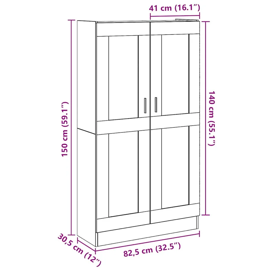 Buffet haut Chêne artisanal 82,5x30,5x150 cm Bois d'ingénierie - 8