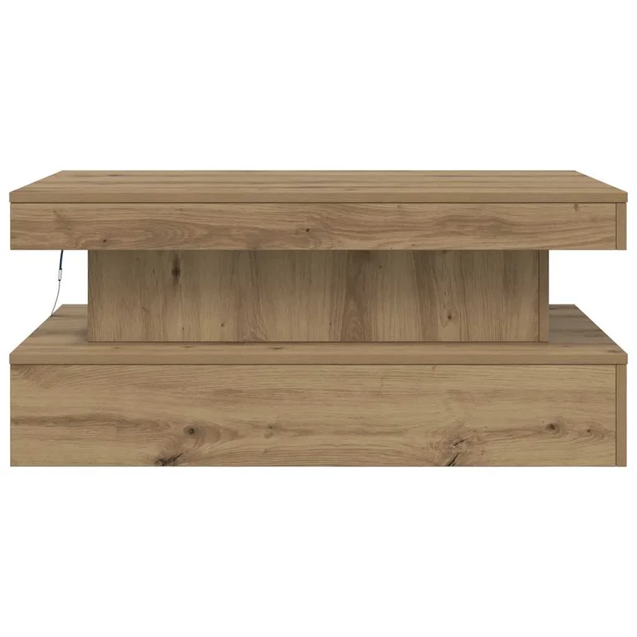 Table basse avec lumières LED chêne artisanal 90x50x40 cm - 7