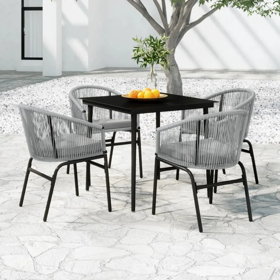 Ensemble à manger de jardin 5 pcs Gris
