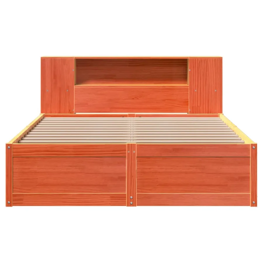 Cadre de lit sans matelas cire marron 135x190cm bois pin massif - 4