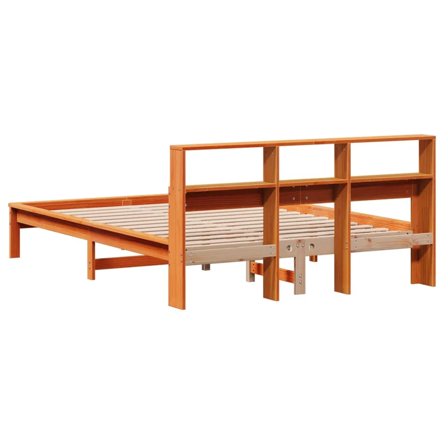 Cadre de lit sans matelas cire marron 140x190cm bois pin massif - 6