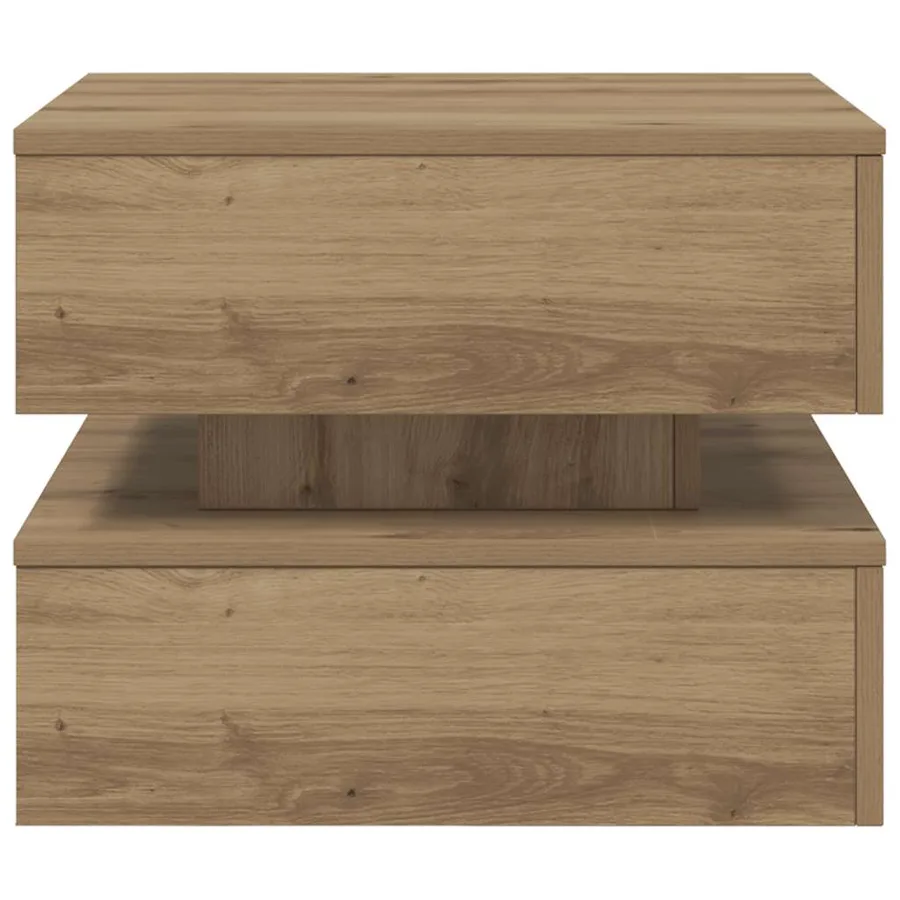 Table basse avec lumières LED chêne artisanal 50x50x40 cm - 7
