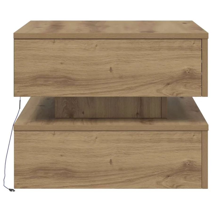 Table basse avec lumières LED chêne artisanal 50x50x40 cm - 8
