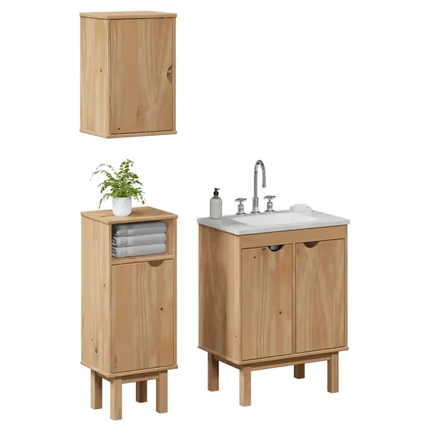 Ensemble de meubles salle de bain 3 pcs OTTA bois de pin massif