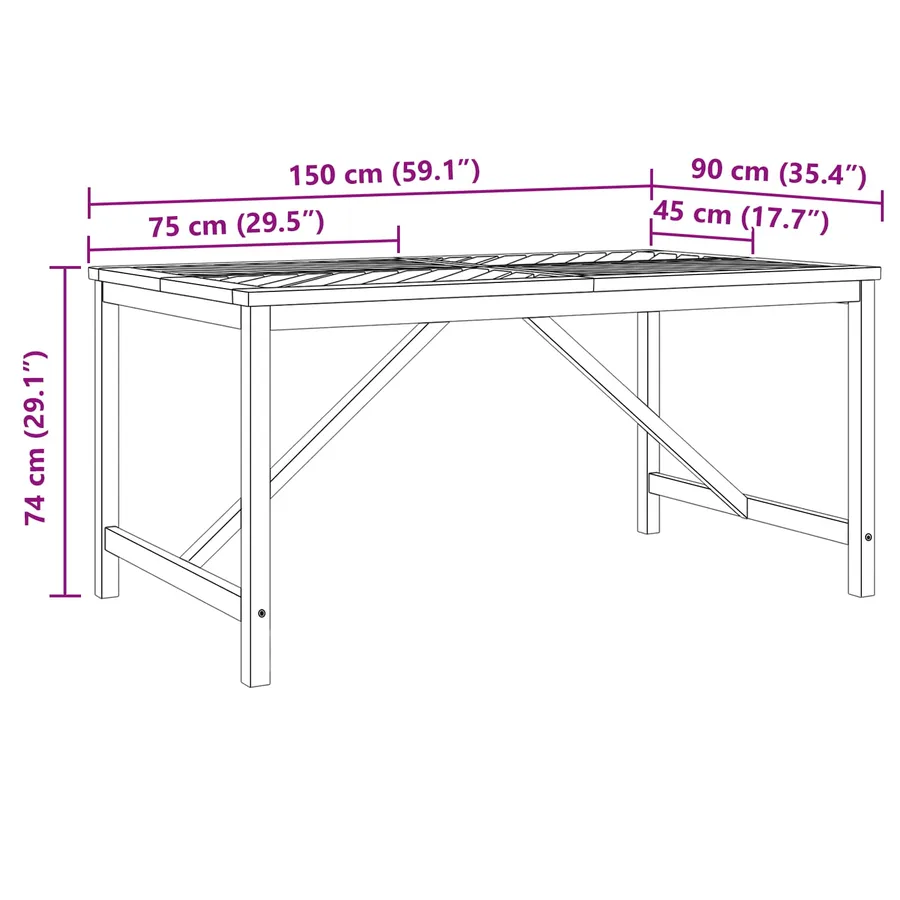 Ensemble de salle à manger pour jardin 5 pc Marron - 12