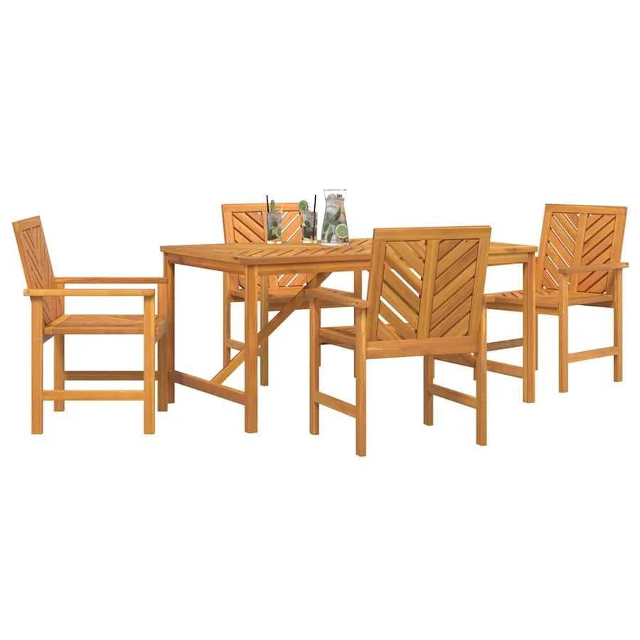 Ensemble de salle à manger pour jardin 5 pc Marron - 3