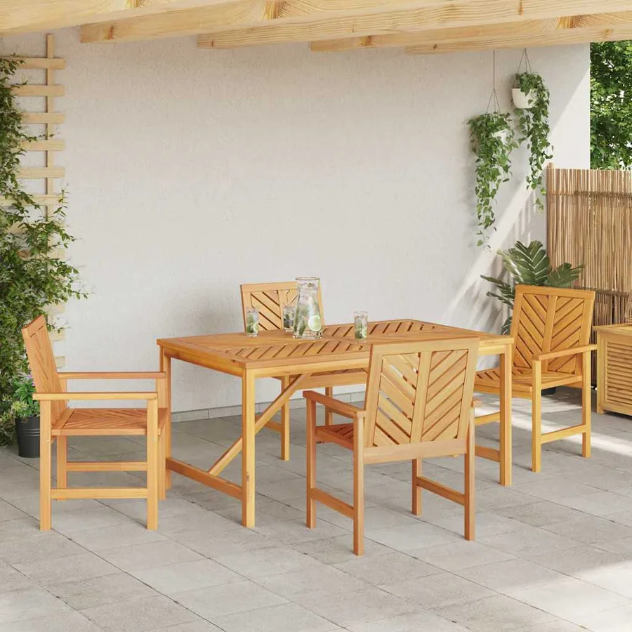 Ensemble de salle à manger pour jardin 5 pc Marron - 4