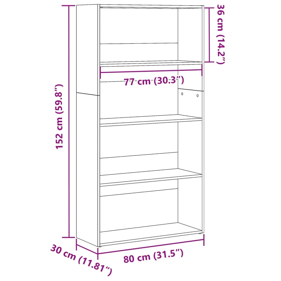 Bibliothèque chêne sonoma 80x30x152 cm bois d'ingénierie - 9