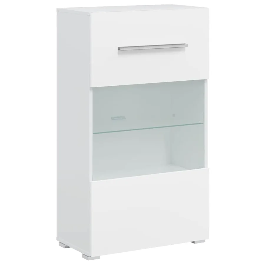 Meubles TV 5 pcs avec lumière LED blanc mat bois d'ingénierie - 7