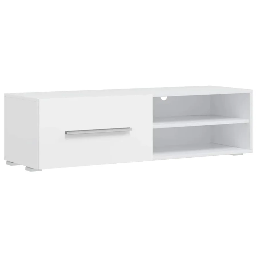 Meubles TV 5 pcs avec lumière LED blanc mat bois d'ingénierie - 9