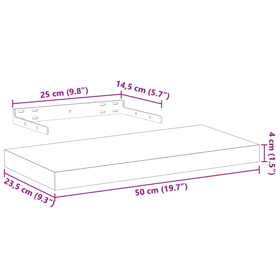 Étagères flottantes 2 pcs 50x23,5x4 cm bois d'ingénierie - 9