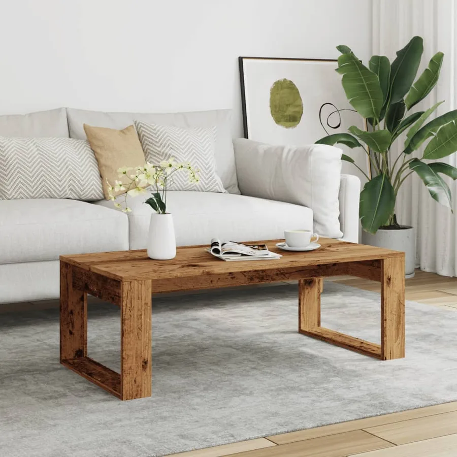 Table basse vieux bois 102x50x35 cm bois d'ingénierie - 3