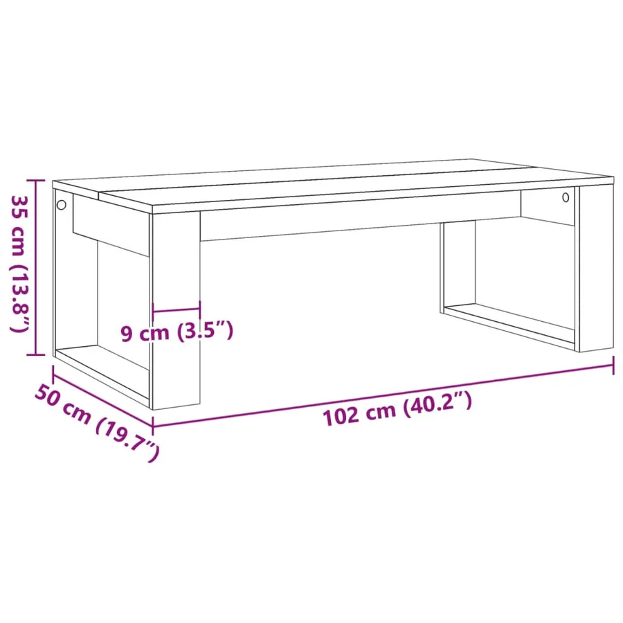 Table basse vieux bois 102x50x35 cm bois d'ingénierie - 9