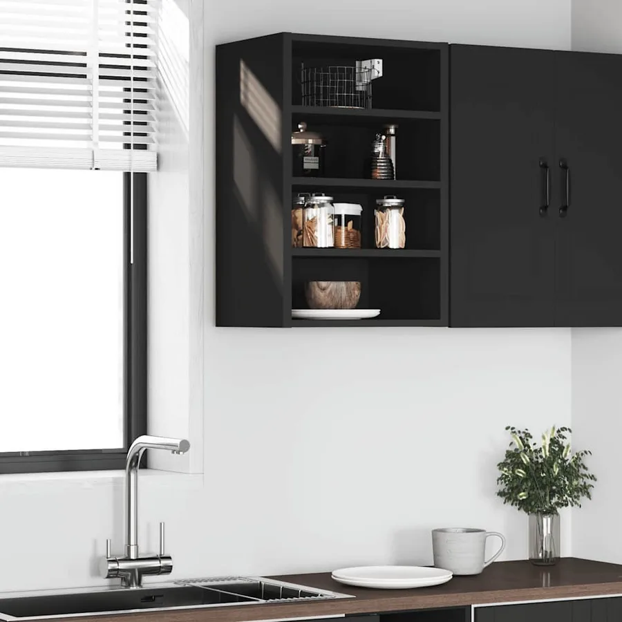 Armoire suspendue "Riga" Noir 40 x 29,5 x 60 cm Bois d'ingénierie - 3