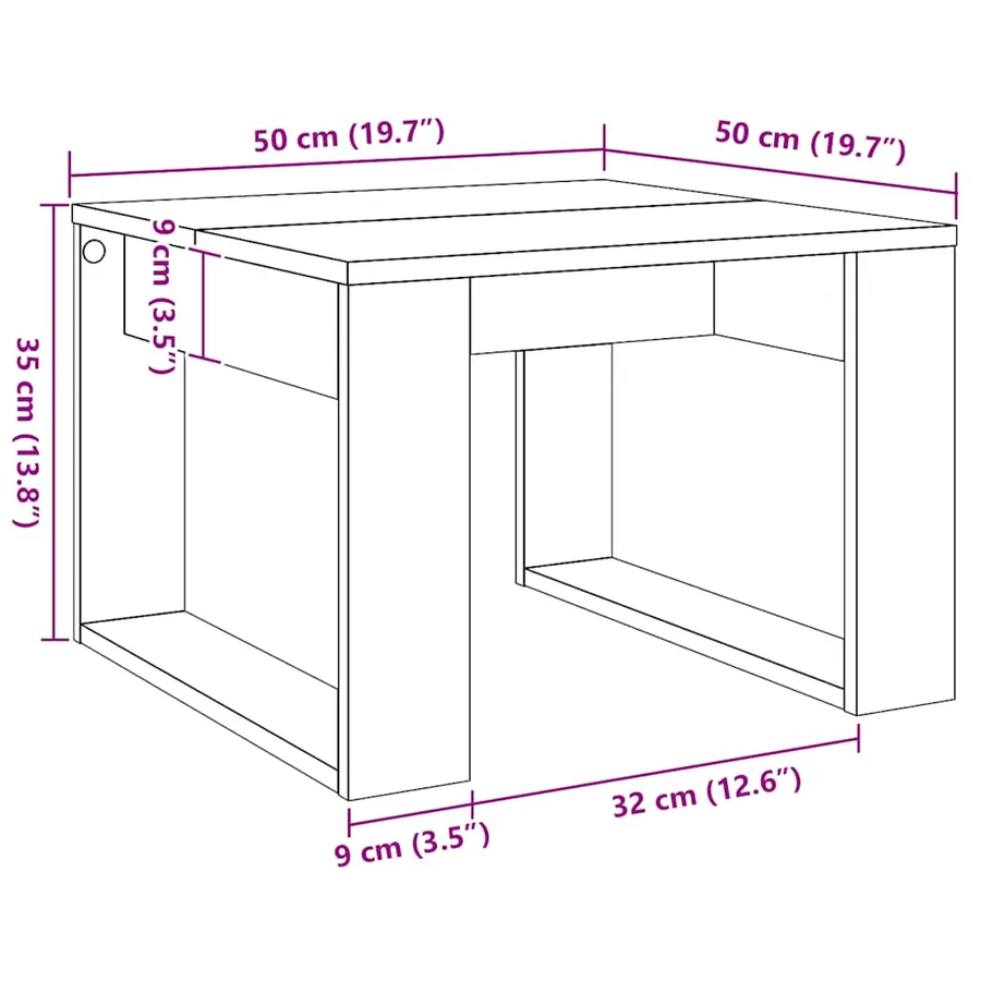 Table d'appoint chêne artisanal 50x50x35 cm bois d'ingénierie - 10