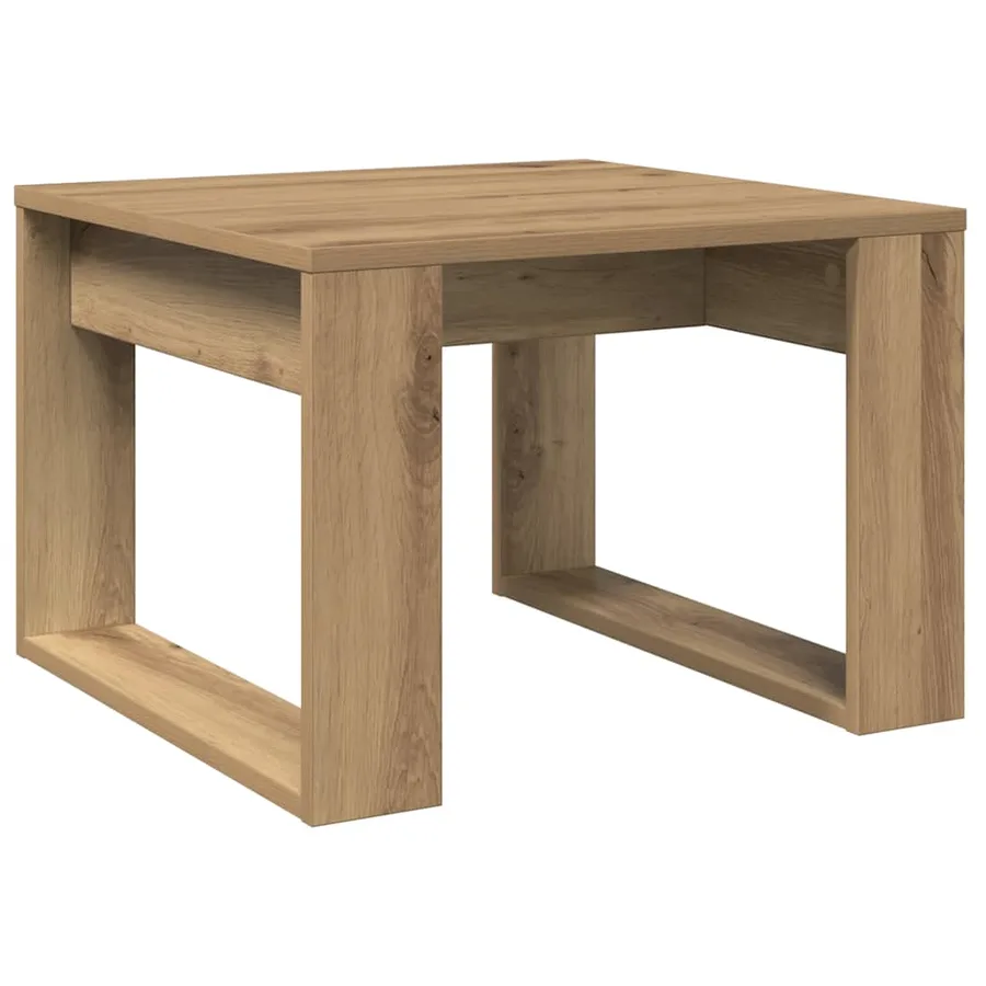 Table d'appoint chêne artisanal 50x50x35 cm bois d'ingénierie - 2