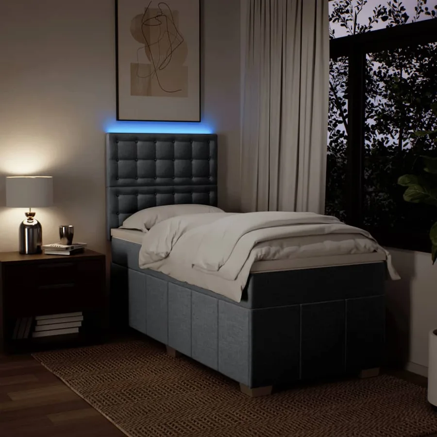 Sommier à lattes de lit avec matelas Gris clair 90x200 cm Tissu - 4