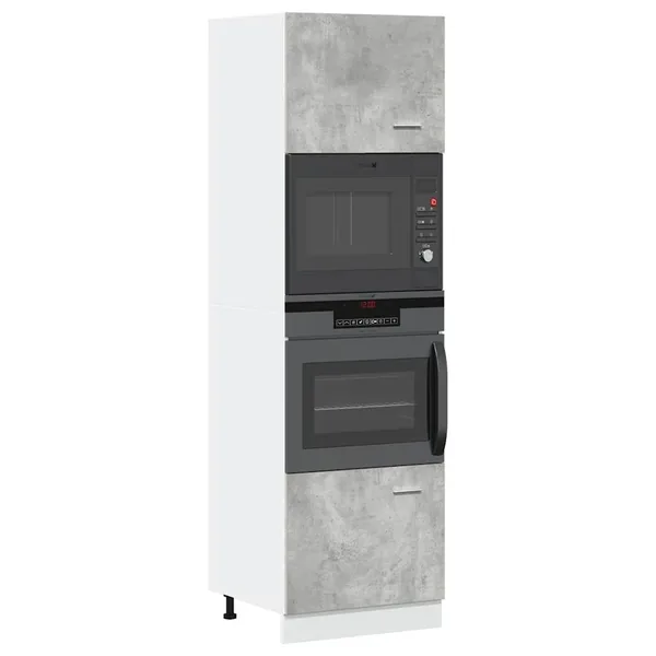 Meuble micro-ondes "Lyon" Gris béton 60 x 57 x 207 cm Bois d'ingénierie