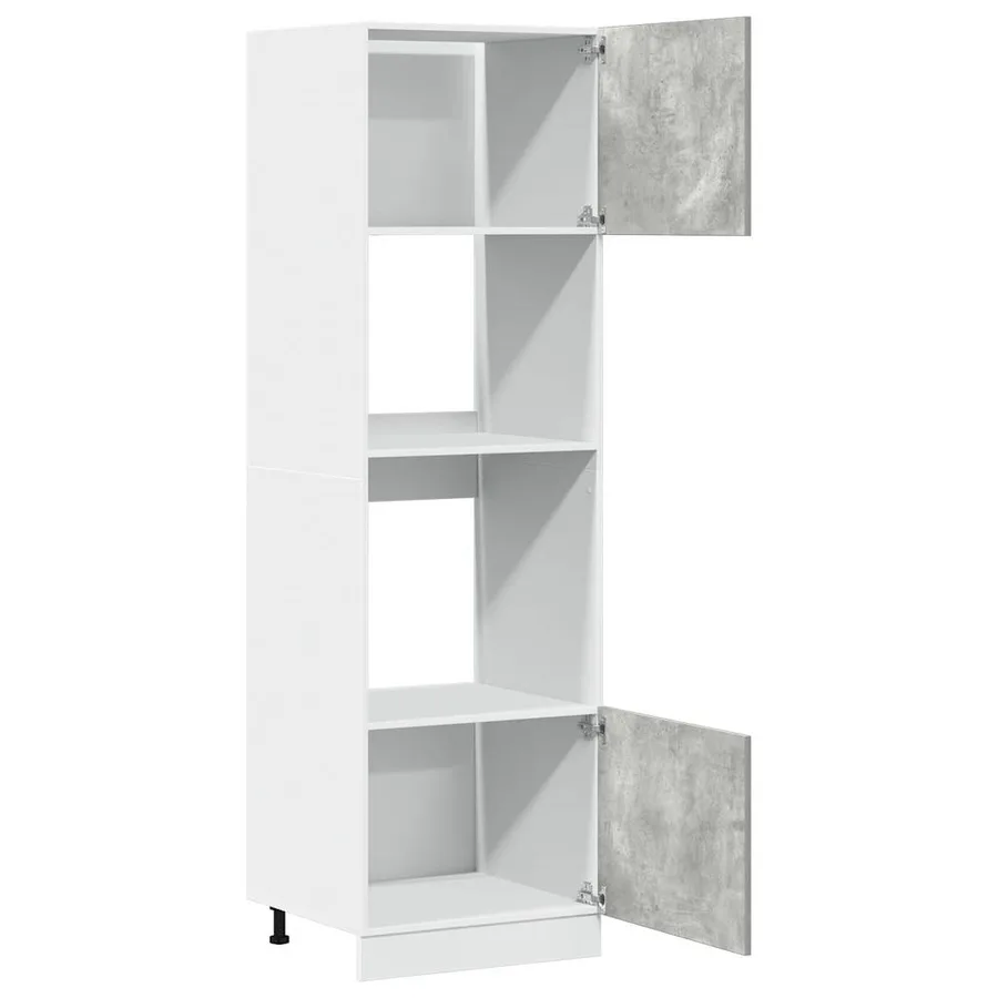 Meuble micro-ondes "Lyon" Gris béton 60 x 57 x 207 cm Bois d'ingénierie - 3