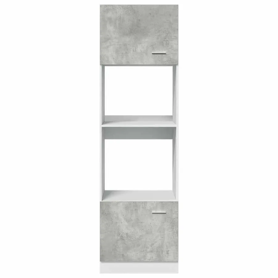 Meuble micro-ondes "Lyon" Gris béton 60 x 57 x 207 cm Bois d'ingénierie - 4