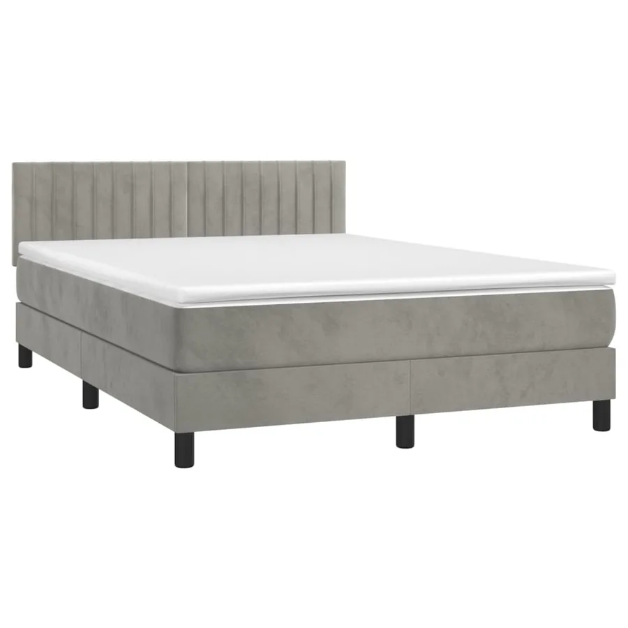 Sommier à lattes de lit avec matelas LED Gris clair 140x200 cm - 3