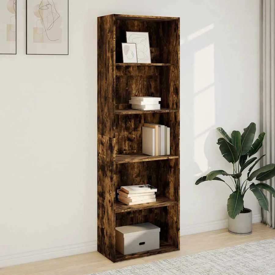 Bibliothèque chêne fumé 60x30x189 cm bois d'ingénierie - 3