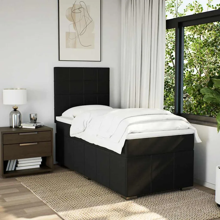 Sommier à lattes de lit et matelas Noir 80x200 cm Tissu - 3