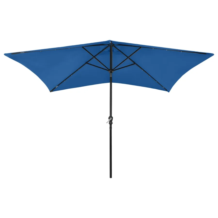 Parasol de jardin avec LED et mât en acier bleu azuré 2x3 m - 2