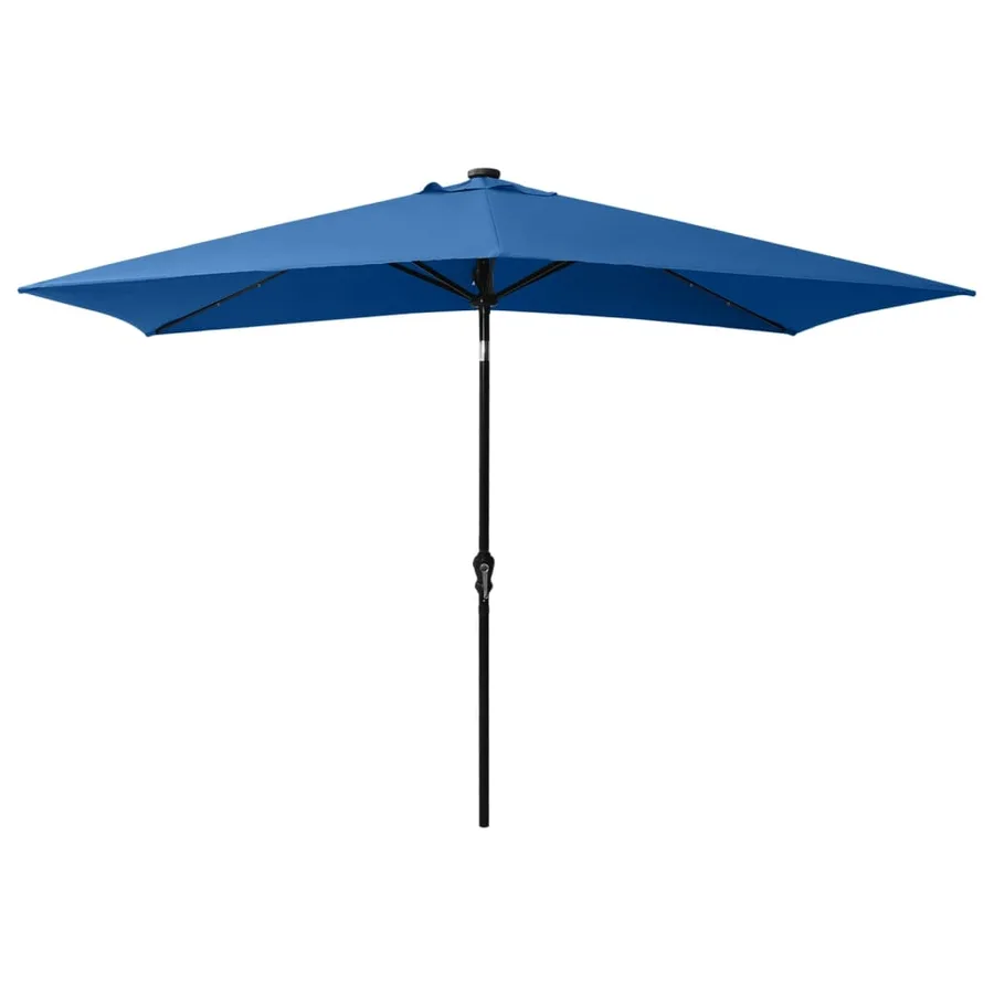 Parasol de jardin avec LED et mât en acier bleu azuré 2x3 m - 3